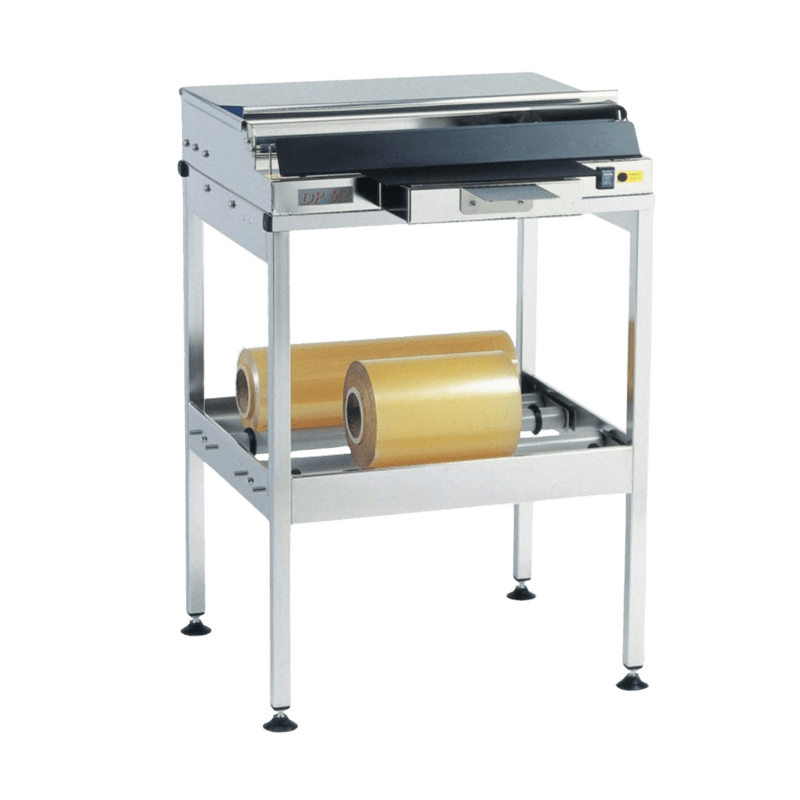 DP 612 : Table filmeuse inox sur pied 2 bobines - laize max 600 mm