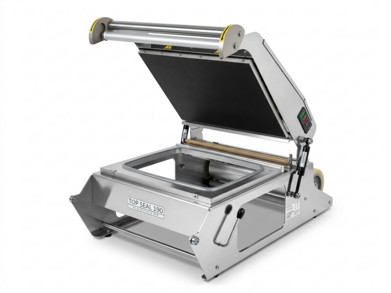 TOPSEAL 190: Stainless steel manual tray sealer with TOPSEAL lock, max. format 325x265 mm