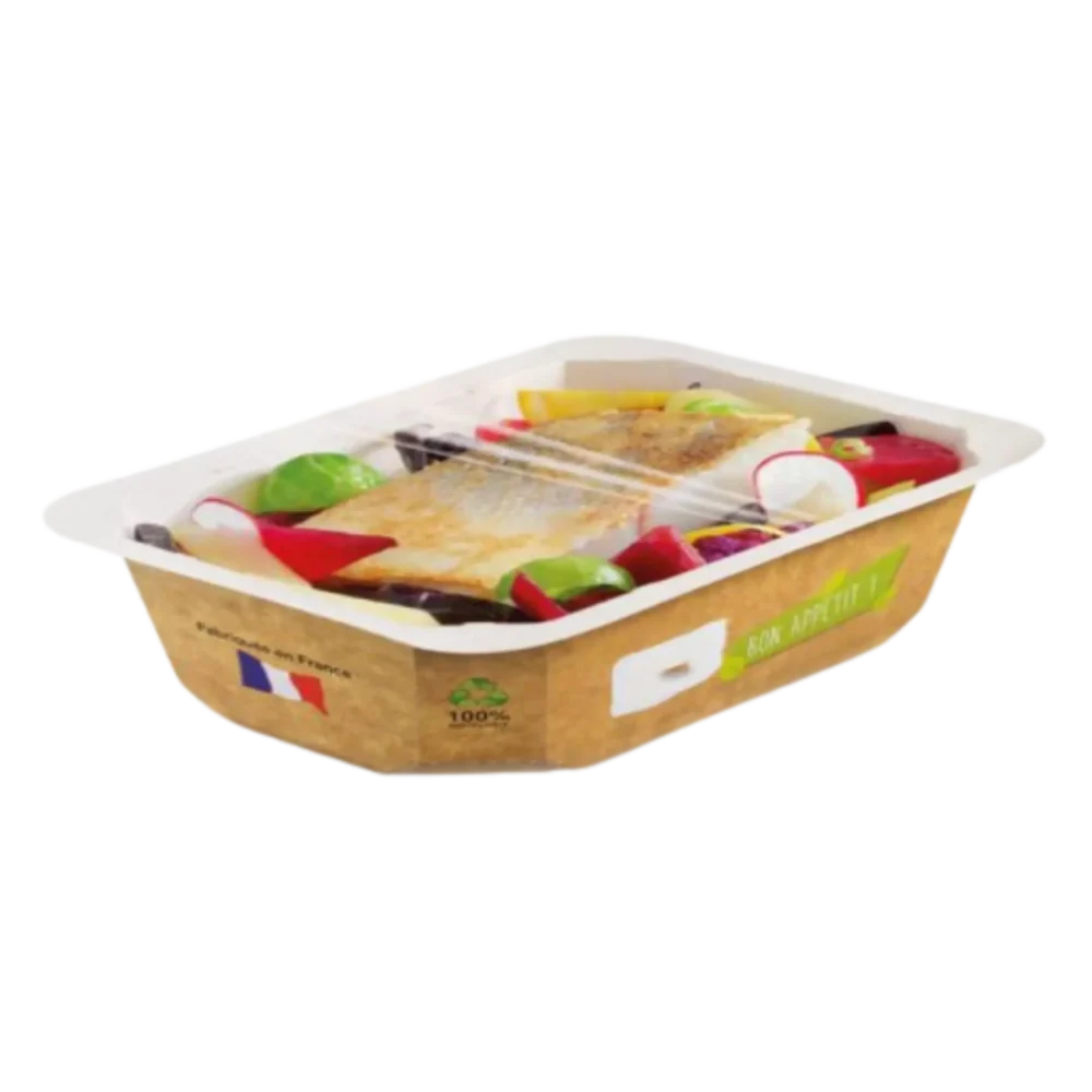Barquettes carton, 100% recyclables, micro-ondes.