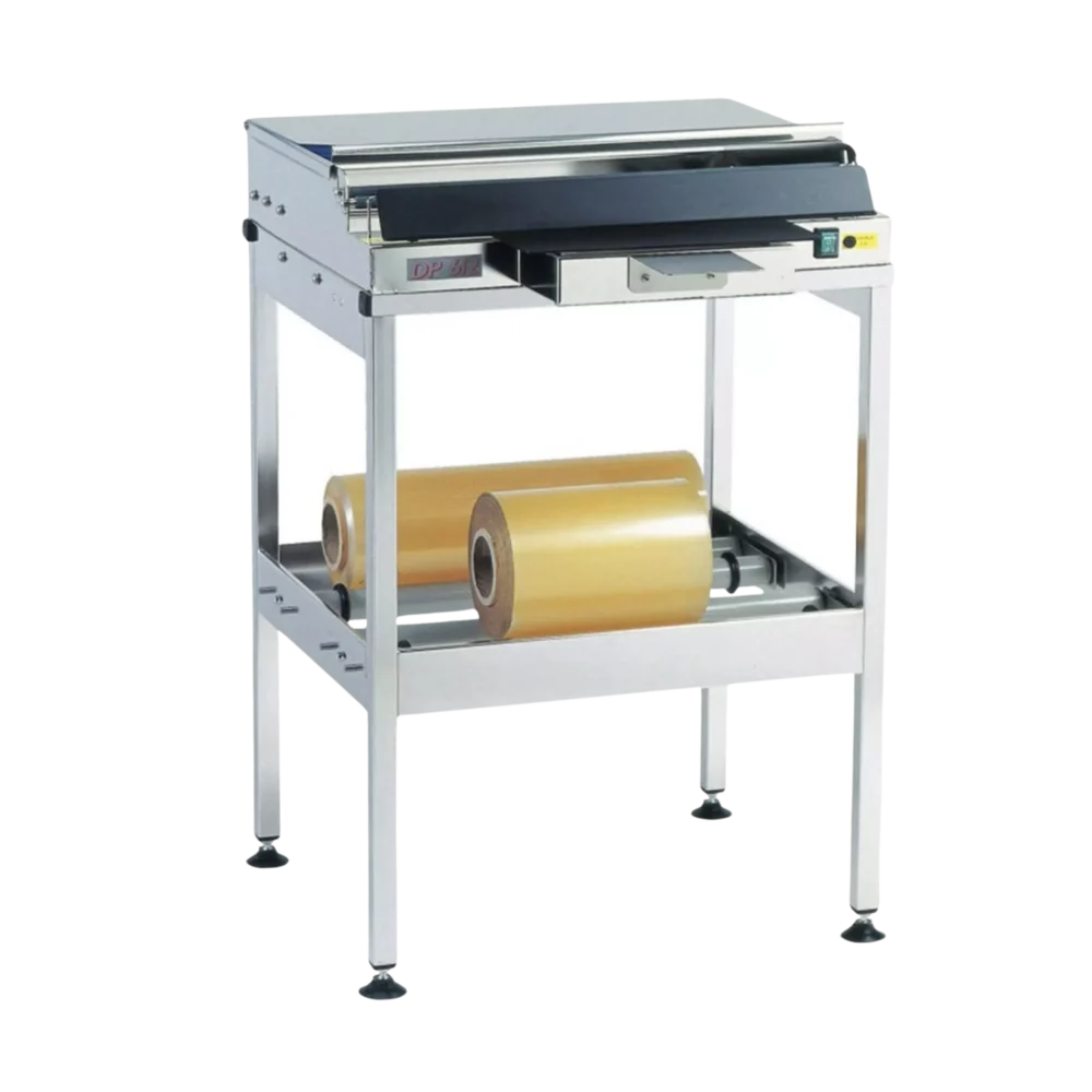 DP 712 : Table filmeuse inox sur pied 2 bobines - laize max 700 mm
