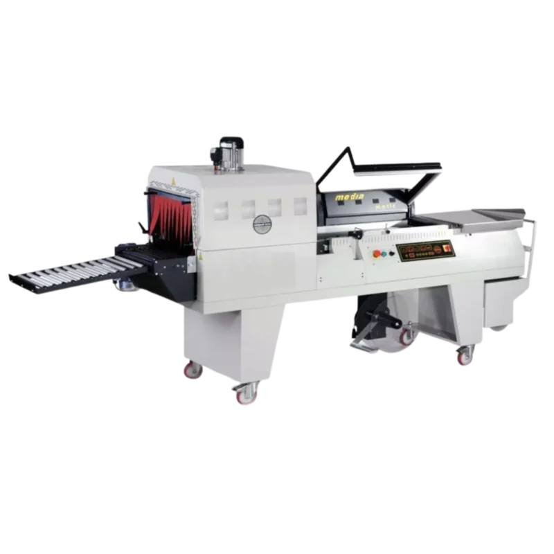 MEDIA : Soudeuse en L avec tunnel de rétractation pour film thermorétractable, laize maxi: 500mm