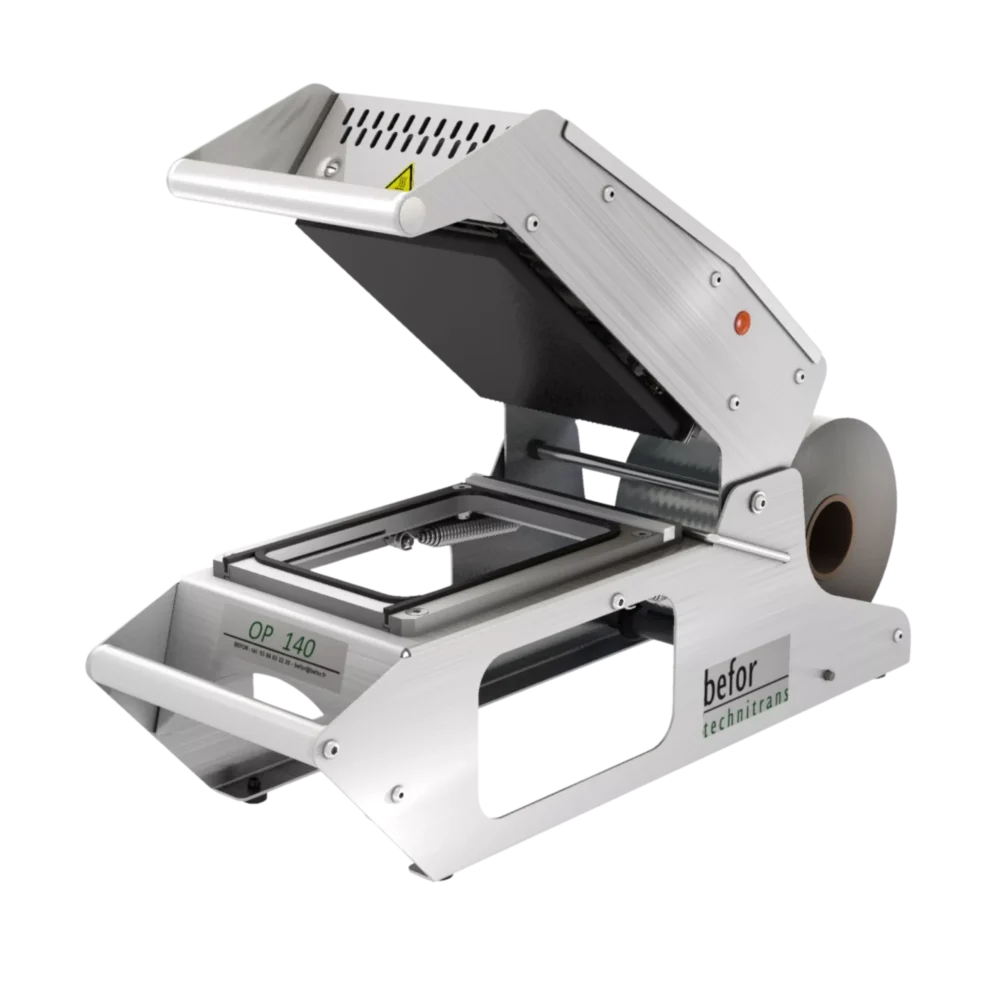 OP 140 : Scelleuse de barquettes manuelle inox avec matrice 2 empreintes CLTP