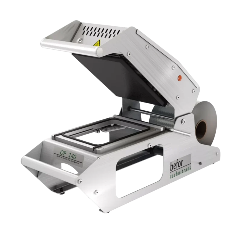 OP 140 : Scelleuse de barquettes manuelle inox avec matrice 2 empreintes CLTP