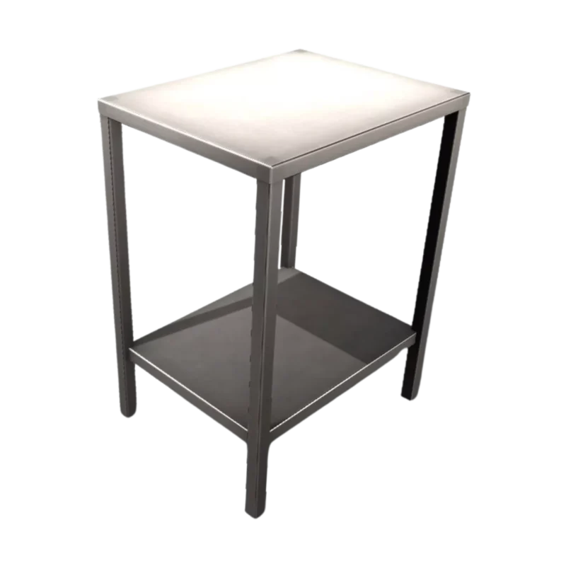 TABLE-INOX-430x550 : TABLE INOX 430x550X750 SUR ROULETTES - 2 FREINS